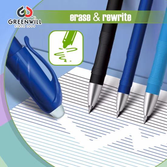 Greenwill School and Office Caneta de gel de fricção apagável de seis cores (KP19002)